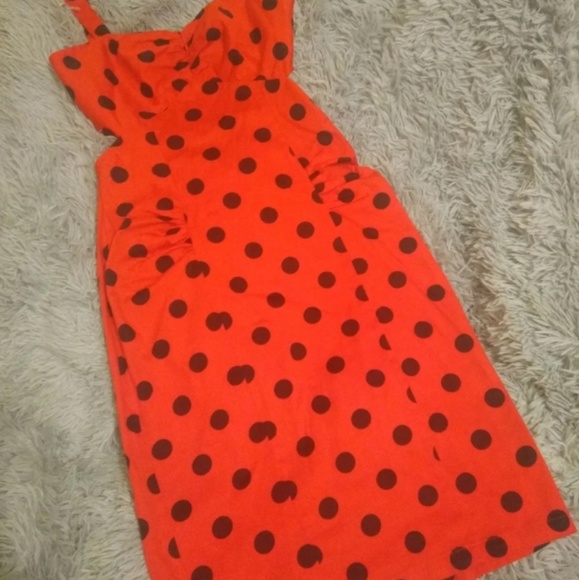 VINTAGE | Red/Black Polka Dotted Dress! - Picture 4 of 8